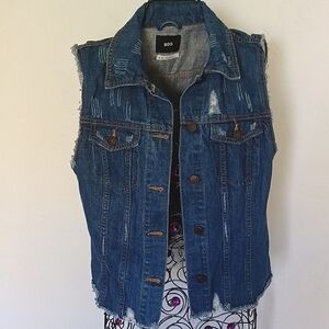 BDG distressed denim vest